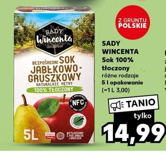 Kaufland Sady Wincenta Sok 100% tłoczony 5 l oferta