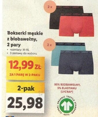 Lidl Bokserki męskie z biobawełny, 2 pary oferta
