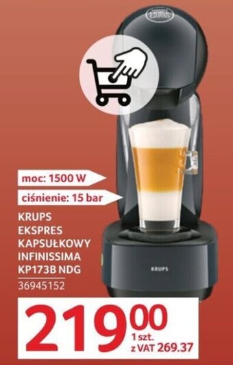 Selgros KRUPS EKSPRES KAPSUŁKOWY INFINISSIMA KP173B NDG oferta