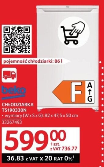 Selgros BEKO CHŁODZIARKA TS190330N oferta