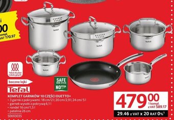 Selgros TEFAL KOMPLET GARNKÓW 10 CZĘŚCI DUETTO+ oferta
