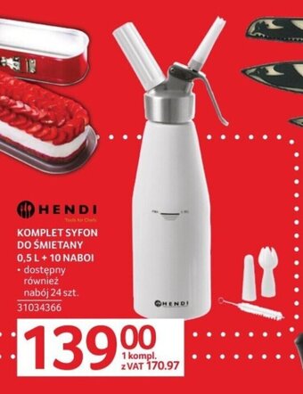 Selgros HENDI KOMPLET SYFON DO ŚMIETANY 0,5 L + 10 NABOI oferta