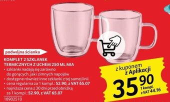 Selgros KOMPLET 2 SZKLANEK TERMICZNYCH Z UCHEM 250 ML MIA oferta