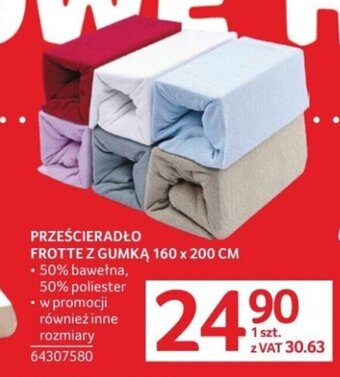 Selgros PRZEŚCIERADŁO FROTTE Z GUMKĄ 160 x 200 CM oferta