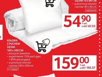 Selgros KOŁDRA Z PUCHEM GĘSIM 160 x 200 cm oferta