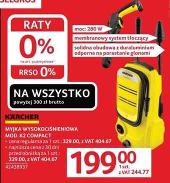 Selgros KÄRCHER MYJKA WYSOKOCIŚNIENIOWA MOD. K2 COMPACT oferta
