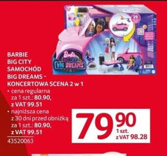 Selgros BARBIE BIG CITY SAMOCHÓD BIG DREAMS KONCERTOWA SCENA 2 w 1 oferta