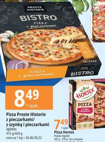 E.Leclerc Pizza Proste Historie z pieczarkami/ z szynką i pieczarkami Iglotex 415/420g oferta