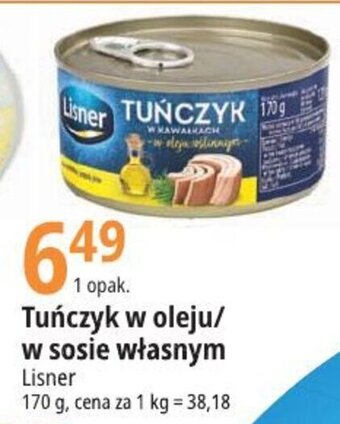 E.Leclerc Tuńczyk w oleju/w sosie własnym Lisner 170g oferta