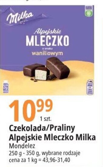 E.Leclerc Czekolada/Praliny Alpejskie Mleczko Milka Mondelez 250g-350g oferta