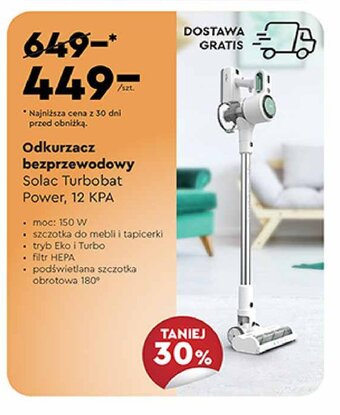 Biedronka Odkurzacz bezprzewodowy turbobat power 12 kpa oferta