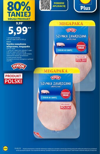 Lidl Szynka zawędzana wieprzowa, megapaka 250 g oferta
