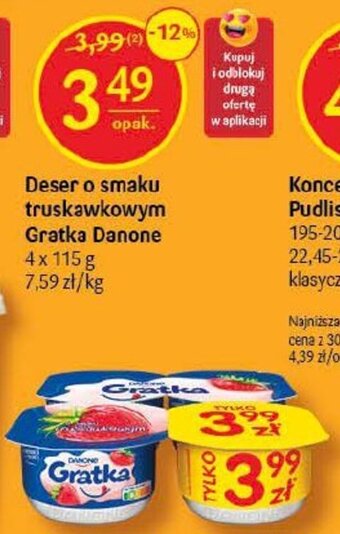 Delikatesy Centrum Deser o smaku truskawkowym Gratka Danone 4 x 115 g oferta