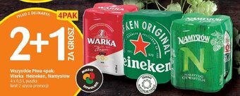 Delikatesy Centrum Wszystkie Piwa 4pak: Warka Heineken, Namysłów 4 x 0,5 l oferta