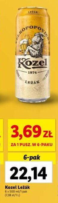 Lidl Kozel Ležák 6 x 500 ml oferta