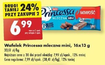 Biedronka Wafelek Princessa mleczna mini, 16 x 13 g oferta