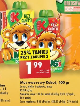 Biedronka Mus owocowy Kubuś, 100 g oferta