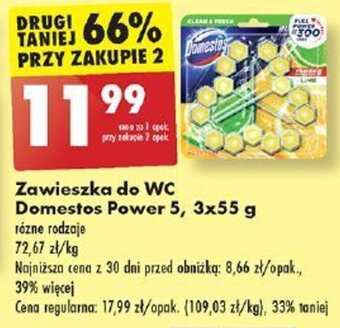 Biedronka Zawieszka do WC Domestos Power 5, 3 x 55 g oferta