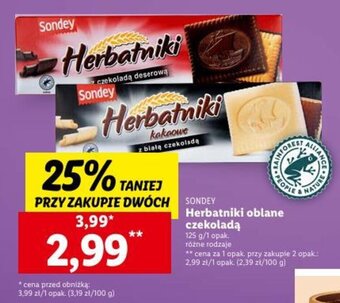 Lidl Herbatniki oblane czekoladą 125 g oferta