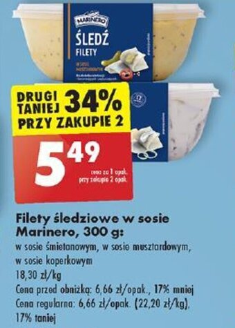 Biedronka Filety śledziowe w sosie Marinero 300 g oferta