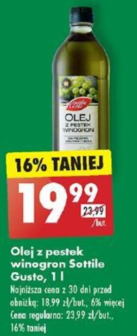 Biedronka Olej z pestek winogron Sottile Gusto 1l oferta