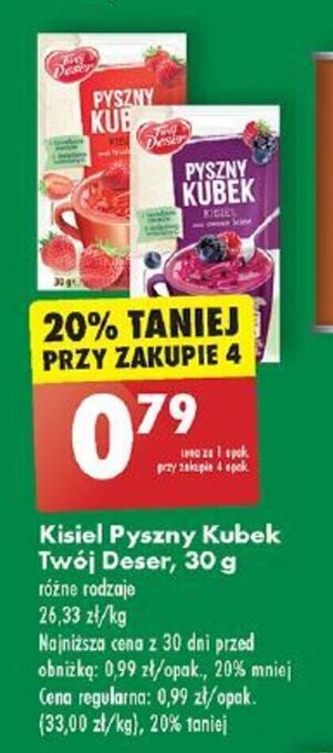 Biedronka Kisiel Pyszny Kubek Twój Deser 30 g oferta