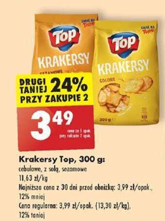 Biedronka Krakersy Top 300 g oferta