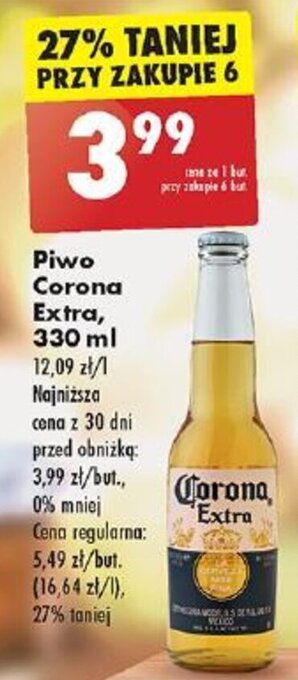 Biedronka Piwo Corona Extra 330ml oferta