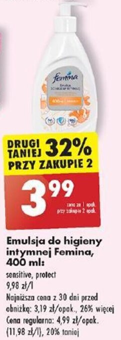 Biedronka Emulsja do higieny intymnej Femina 400 ml oferta