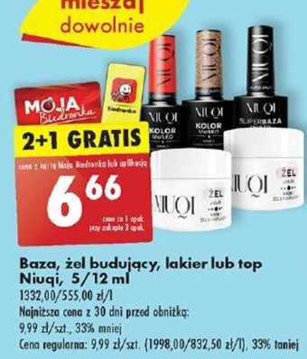 Biedronka Baza żel budujący lakier lub top Niuqi 5/12 ml oferta