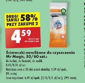 Biedronka Ściereczki nawilżane do czyszczenia Mr Magic 50/60 szt. oferta