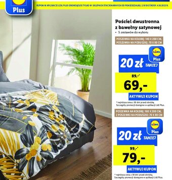 Lidl Komplet pościeli z bawełny satynowej 140 x 200 + 70 x 80 cm oferta
