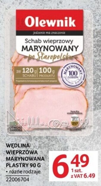 Selgros Olewnik WĘDLINA WIEPRZOWA MARYNOWANA PLASTRY 90 G oferta