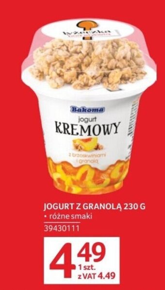 Selgros JOGURT Z GRANOLĄ 230 G oferta