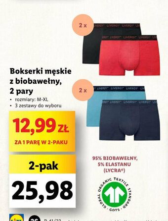 Lidl Bokserki męskie z biobawełny, 2 pary oferta