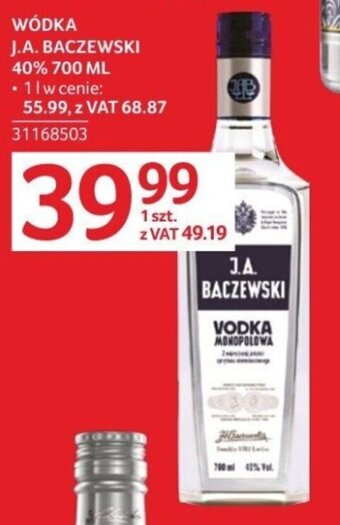 Selgros WÓDKA J.A. BACZEWSKI 40% 700 ML oferta
