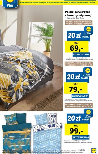 Lidl Pościel satyna bawełniana 220 x 200 cm + 2 x 70 x 80 cm oferta