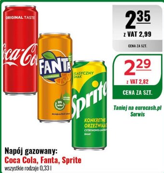 Eurocash Napój gazowany Coca Cola Fanta Sprite 0,33l oferta