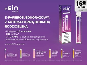Eurocash E-PAPIEROS JEDNORAZOWY, Z AUTOMATYCZNĄ BLOKADĄ RODZICIELSKĄ oferta