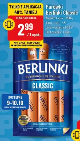 Polomarket Parówki Berlinki Classic Animex 250 g oferta
