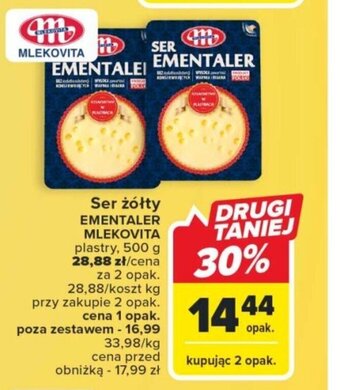 Carrefour Ser żółty EMENTALER MLEKOVITA 500 g oferta