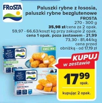 Carrefour Paluszki rybne z łososia, paluszki rybne bezglutenowe FROSTA 270-300 g oferta