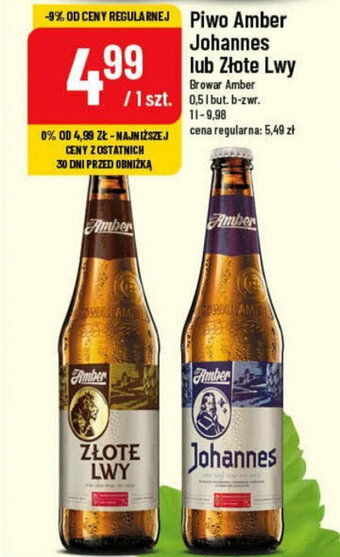 Polomarket Johannes lub Złote Lwy Browar Amber 0,5l oferta