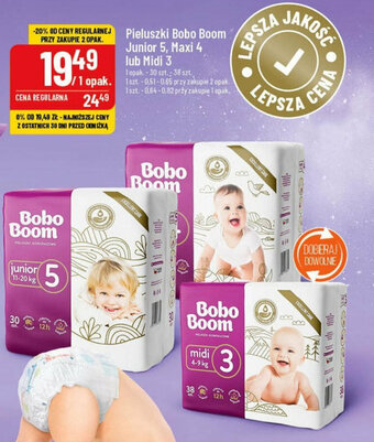 Polomarket Pieluszki Bobo Boom Junior 5, Maxi 4 lub Midi 3 30szt oferta