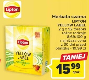 Carrefour Herbata czarna LIPTON YELLOW LABEL oferta
