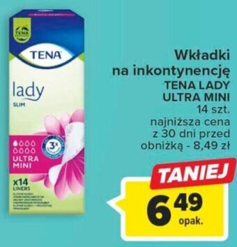 Carrefour Wkładki na inkontynencję TENA LADY ULTRA MINI oferta