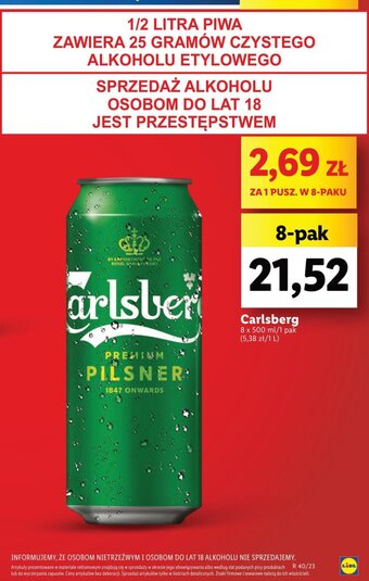 Lidl Carlsberg 8 x 500 ml oferta