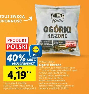 Lidl Ogórki kiszone 700 g oferta