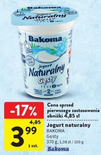 Intermarche Jogurt naturalny BAKOMA 370g oferta