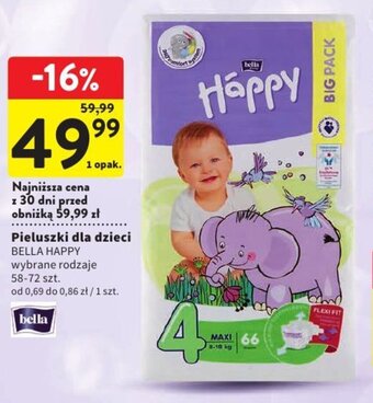 Intermarche Pieluszki dla dzieci BELLA HAPPY 58-72szt. oferta